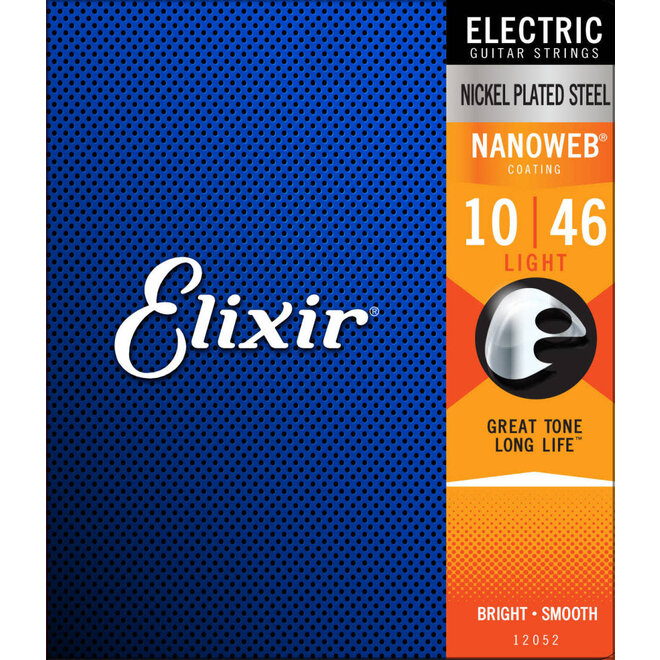 Elixir 12052 Nanoweb Nickel Plated Electric Guitar Strings, 10-46 Light
