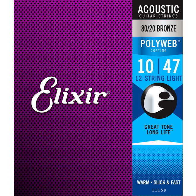 Elixir 11150 Polyweb 80/20 Bronze Acoustic Guitar Strings, 12-String, 10-47 Light