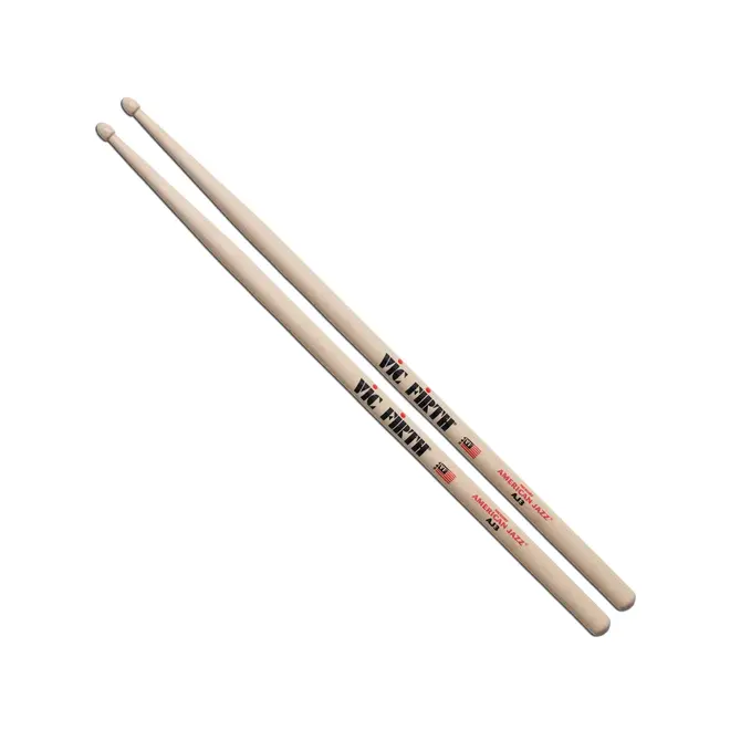Vic Firth American Jazz 3 Hickory Drumsticks, Wood Tip