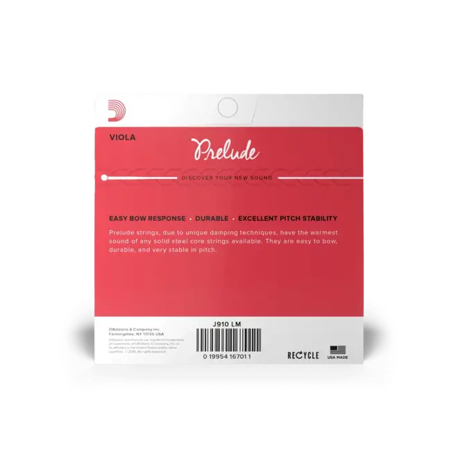 D'Addario Prelude Viola String Set, Medium Tension, Long Scale