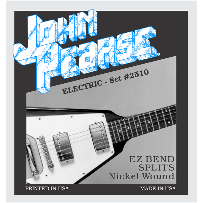 John Pearse 2510 Nickel Wound Electric Guitar Strings, 10-52 EZ Bend Splits