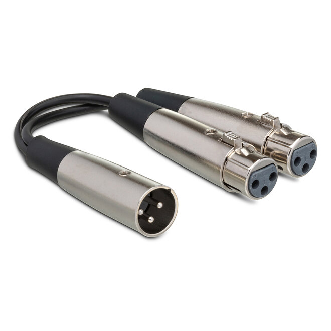 Hosa YXF-119 Y Adaptor Cable, XLR Male to Dual XLR Female