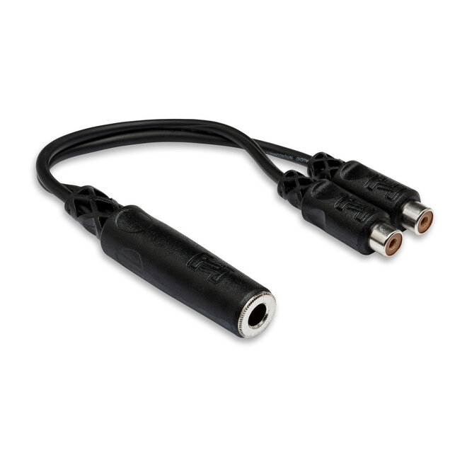 Hosa YRA-115 Y Adaptor Cable, 1/4" TS Female to Dual RCA Female