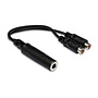 Hosa YRA-115 Y Adaptor Cable, 1/4" TS Female to Dual RCA Female