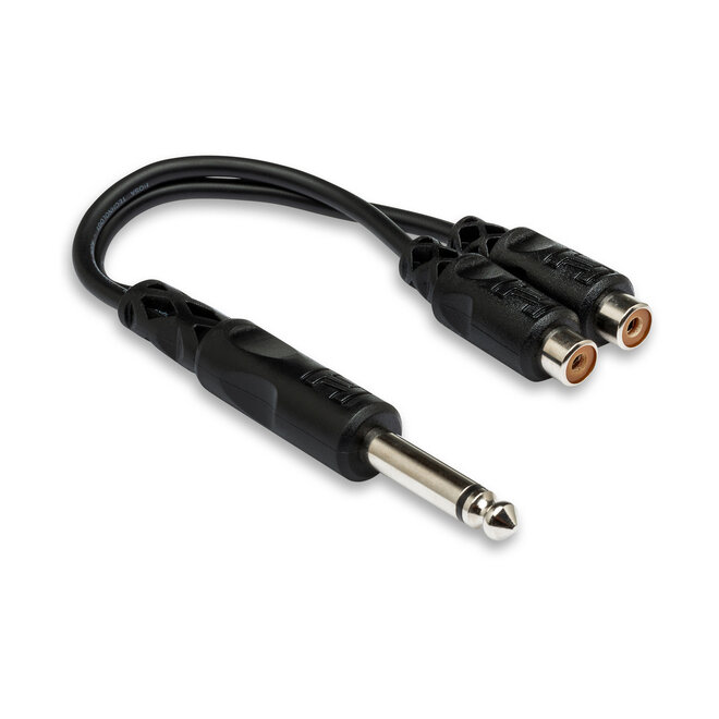 Hosa YPR-103 Y Adaptor Cable, 1/4" TS Male to Dual RCA Female