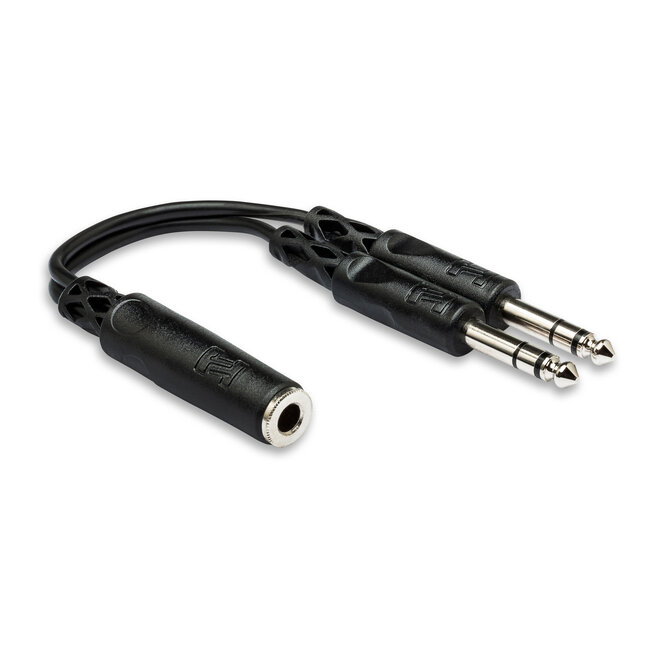 Hosa YPP-308 Y Adaptor Cable, 1/4" TRS Female to Dual 1/4" TRS Male