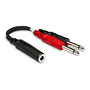 Hosa YPP-136 Y Adaptor Cable, 1/4" TRS Female to Dual 1/4" TS Male