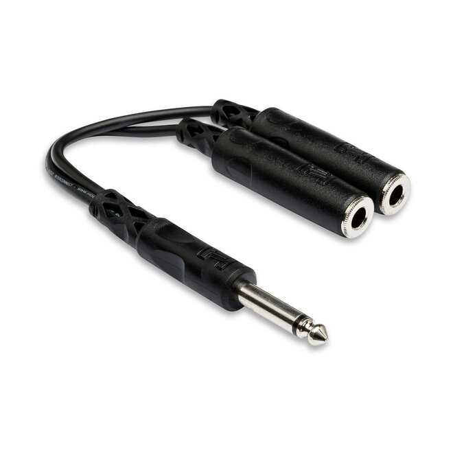Hosa YPP-111 Y Adaptor Cable, 1/4" TS Male to Dual 1/4" TS Female