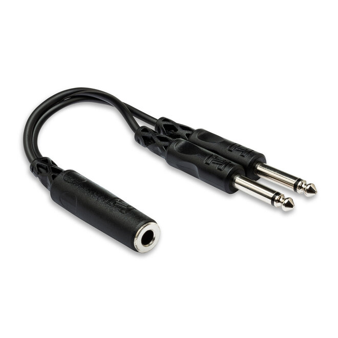 Hosa YPP-106 Y Adaptor Cable, 1/4" TS Female to Dual 1/4" TS Male