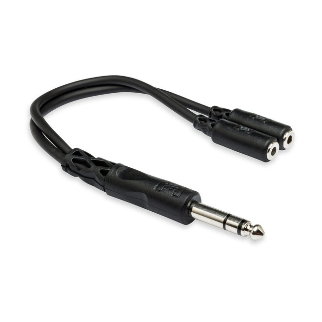 Hosa YMP-234 Y Adaptor Cable, 1/4" TRS Male to Dual 3.5mm TRS Female