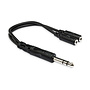 Hosa YMP-234 Y Adaptor Cable, 1/4" TRS Male to Dual 3.5mm TRS Female