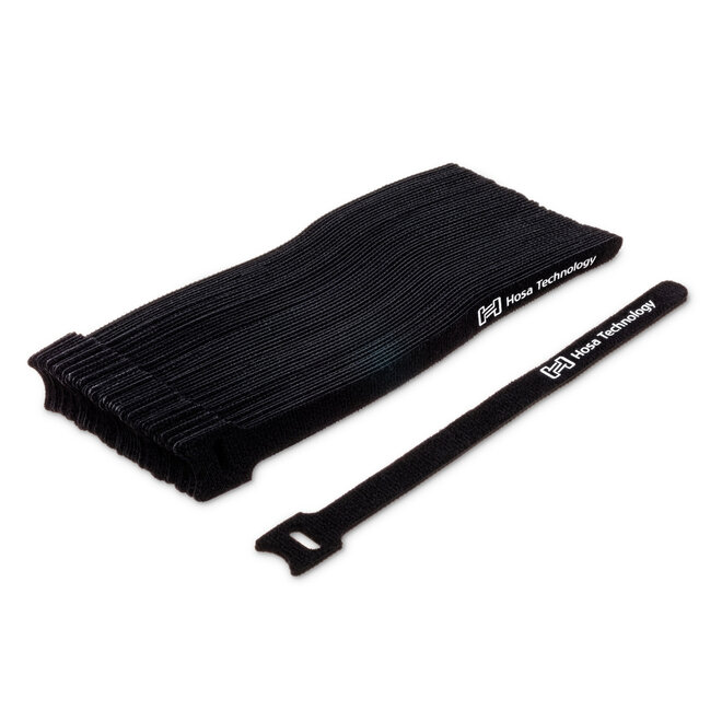 Hosa WTI-508 Velcro Hook & Loop Cable Ties, Black (50 Pack)