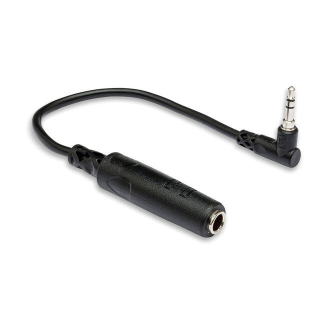 Hosa MHE-100.5 Headphone Adaptor, 1/4" TRS Male to Right-Angle 3.5mm TRS Female