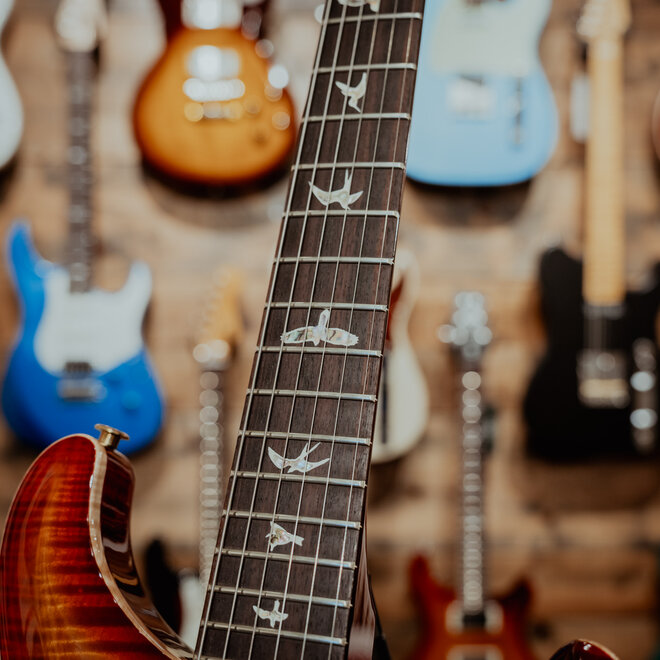 PRS DGT 10-Top Electric Guitar, Bird Inlays, Dark Cherry Sunburst, Hardshell Case