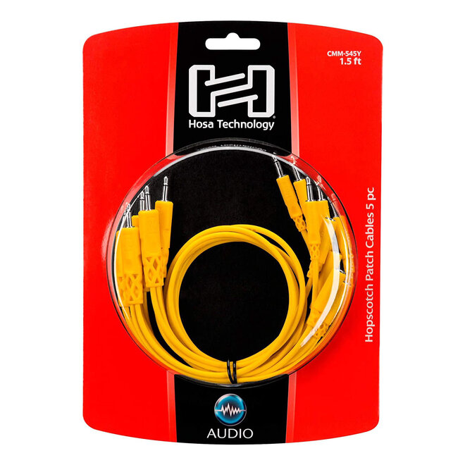 Hosa CMM-545Y Hopscotch Patch Cables, Yellow, 1.5' (5 Pack)