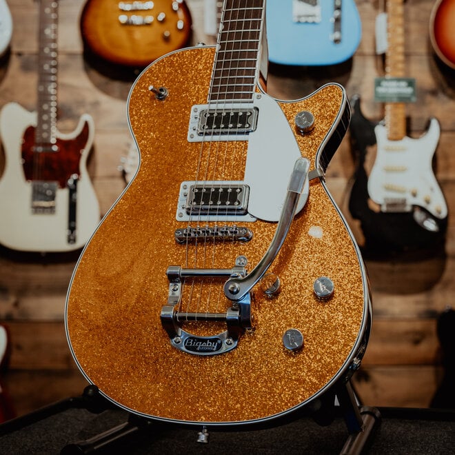 Gretsch G5230T Electromatic Sparkle Jet FT Single-Cut Electric Guitar, w/Bigsby, Laurel Fingerboard, Gold Sparkle