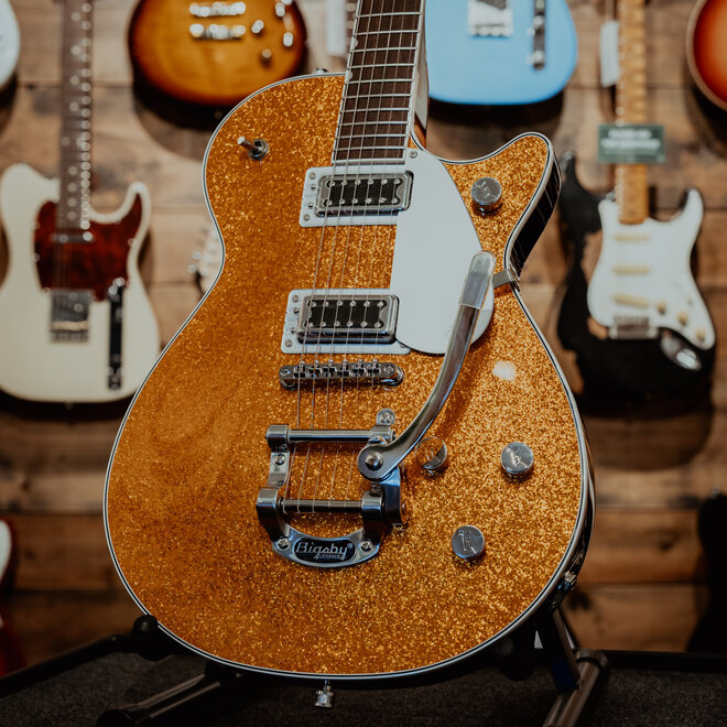 Gretsch G5230T Electromatic Sparkle Jet FT Single-Cut Electric Guitar, w/Bigsby, Laurel Fingerboard, Gold Sparkle