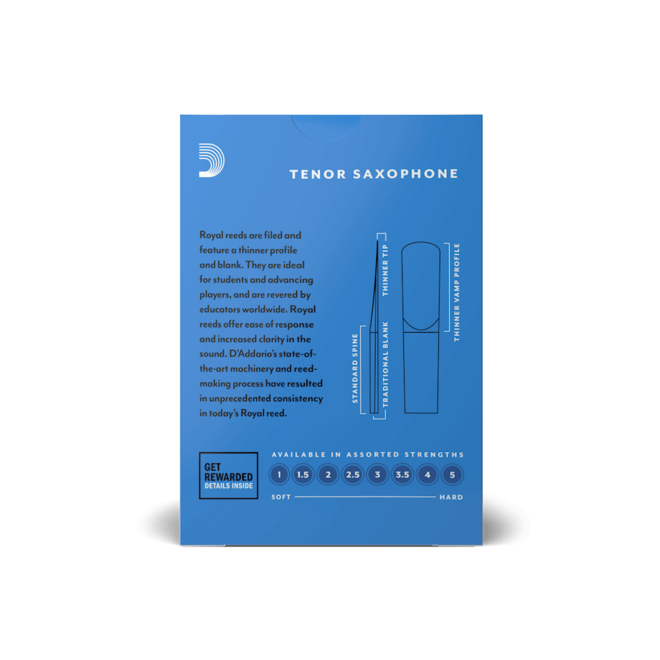 Royal Tenor Saxophone Reeds, 2.5 (10 Pack)