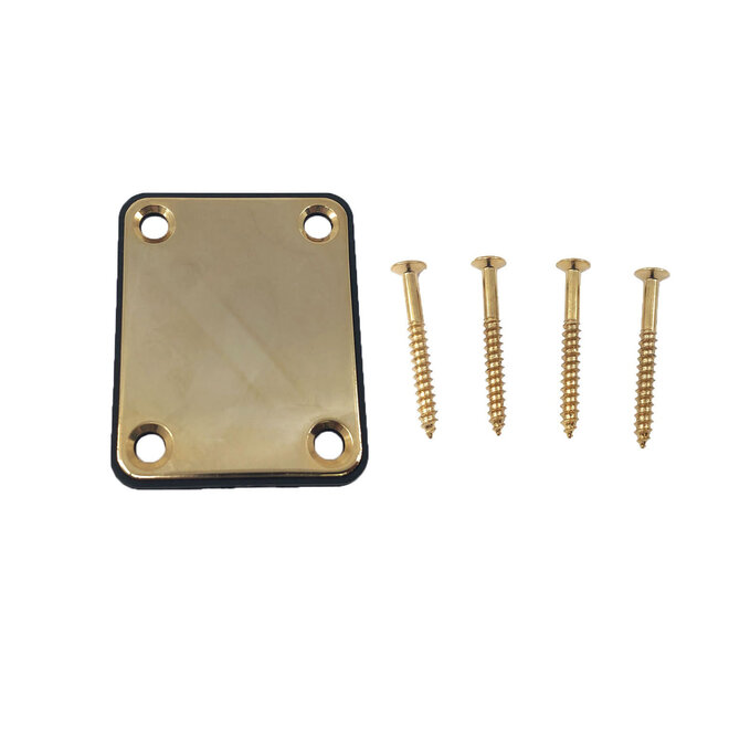 Traditional Guitar Neck Plate w/Screws, Gold