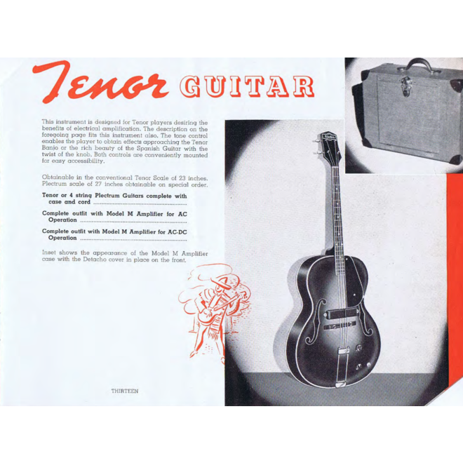 1935 Epiphone Electar Tenor Hollowbody Archtop Electric Guitar, Horseshoe Pickup w/Case