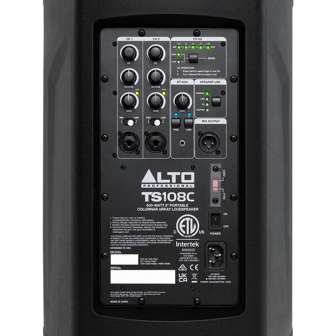 Alto TS108C 600W Portable Column Array PA Speaker, w/Digital Mixer & Bluetooth