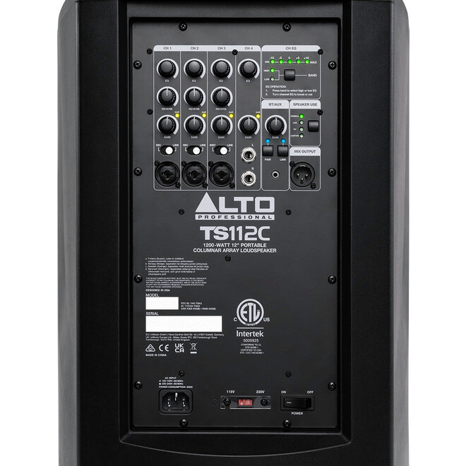 Alto TS112C 1200W Portable Column Array PA Speaker, w/Digital Mixer & Bluetooth