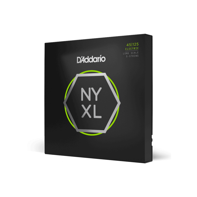 D'Addario NYXL Nickel Wound Bass Guitar Strings, 5-String, 45-125 Light Top Medium Bottom, Long Scale