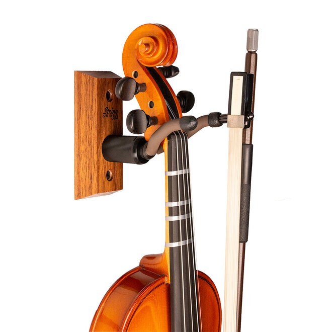 String Swing Hardwood Wall Mount Small Violin Hanger, Walnut
