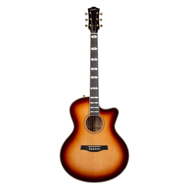 Godin Connaisseur Mini-Jumbo Acoustic-Electric Guitar, Solid Spruce/Mahogany, Sunsetburst, w/Hardshell Case