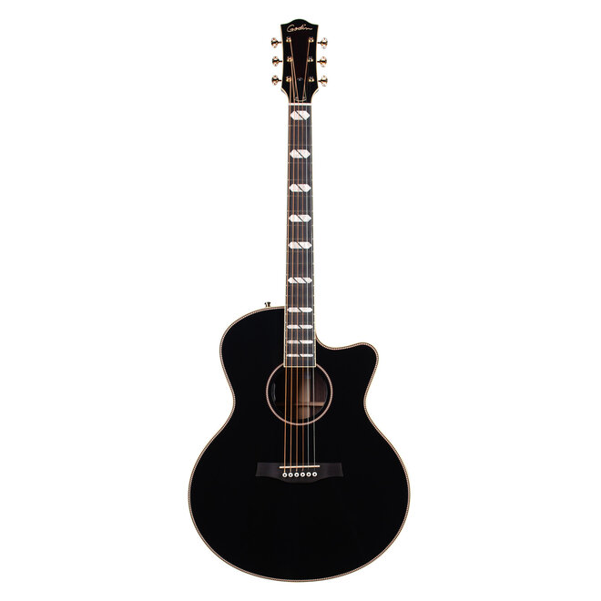 Godin Connaisseur Mini-Jumbo Acoustic-Electric Guitar, Solid Spruce/Rosewood, Black, w/Hardshell Case