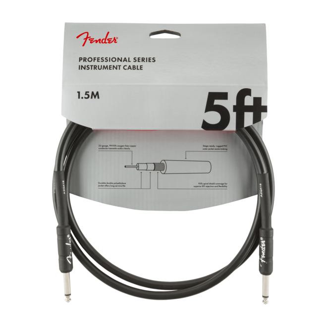 Fender Professional Series Instrument Cable, Black, 5' to 25'