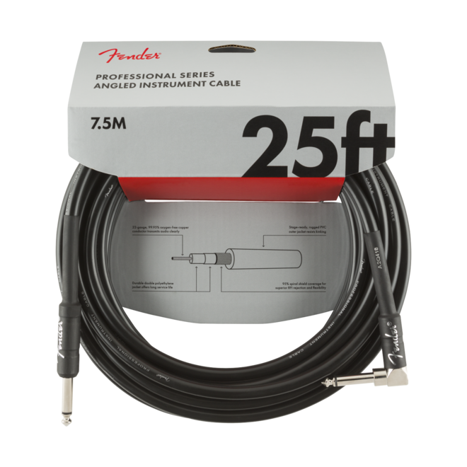 Fender Professional Series Instrument Cable, Right-Angle, Black