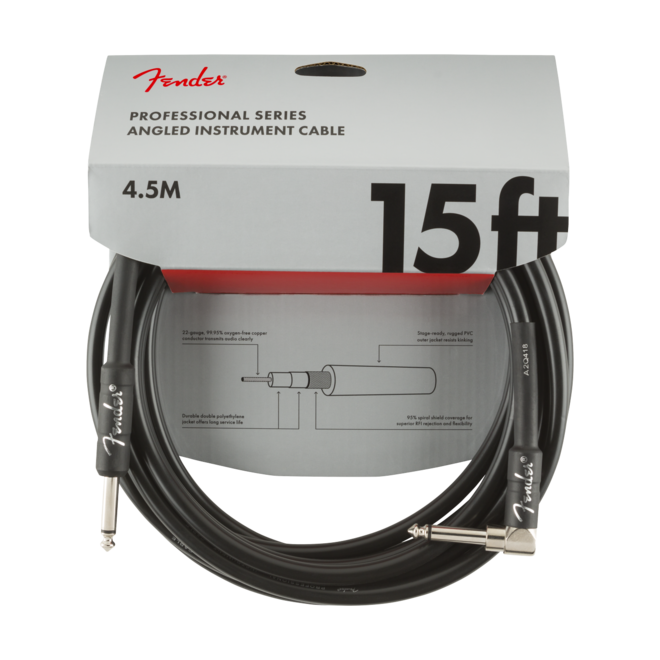 Fender Professional Series Instrument Cable, Right-Angle, Black