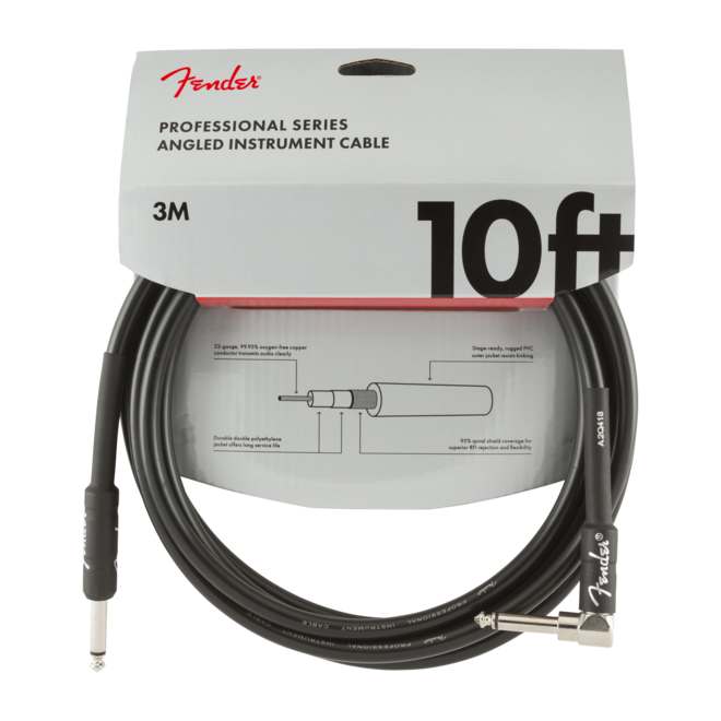 Fender Professional Series Instrument Cable, Right-Angle, Black