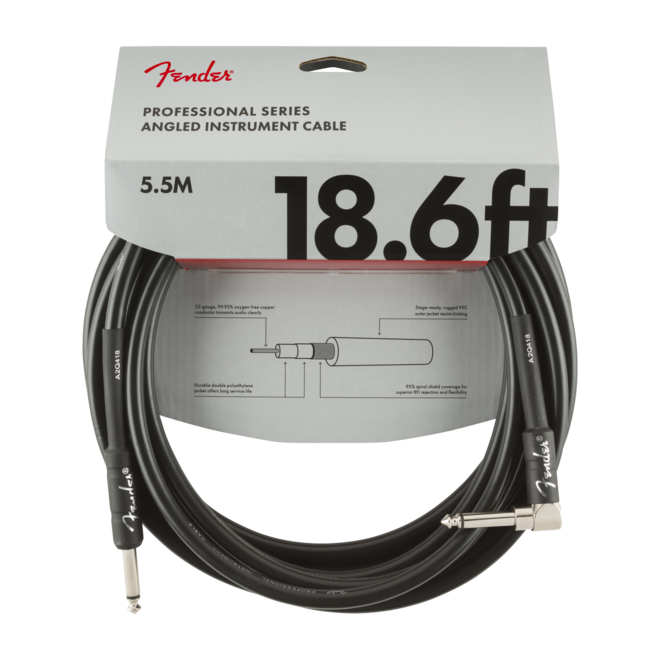 Fender Professional Series Instrument Cable, Right-Angle, Black