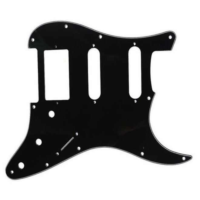 Stratocaster Pickguard, 11 Hole, HSS, 3 Ply, Black