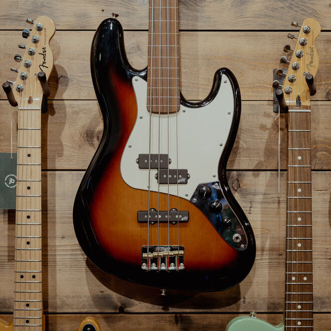 Fender JB Custom Fretless Jazz PJ Bass, Pau Ferro Fingerboard, 3-Color Sunburst