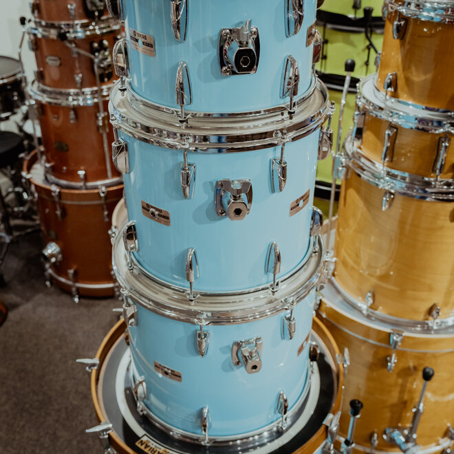 1980s Yamaha Tour Custom 8000 4pc Shell Pack, Made in Japan, Custom Blue Lacquer