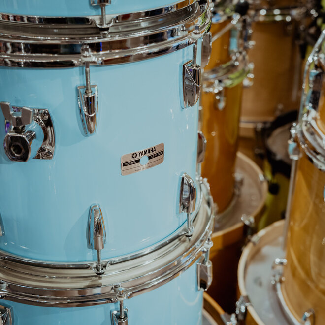 1980s Yamaha Tour Custom 8000 4pc Shell Pack, Made in Japan, Custom Blue Lacquer