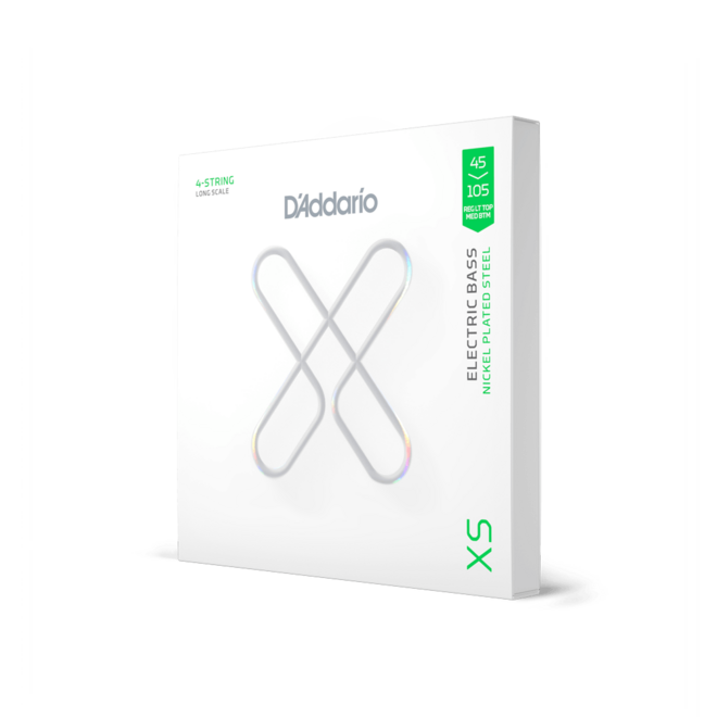 D'Addario XS Coated Bass Guitar Strings, 45-105 Light Top Medium Bottom, Long Scale