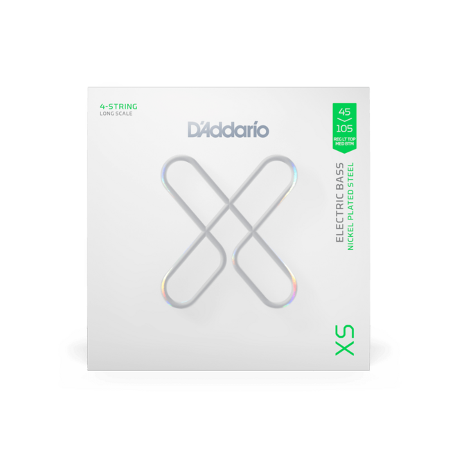 D'Addario XS Coated Bass Guitar Strings, 45-105 Light Top Medium Bottom, Long Scale
