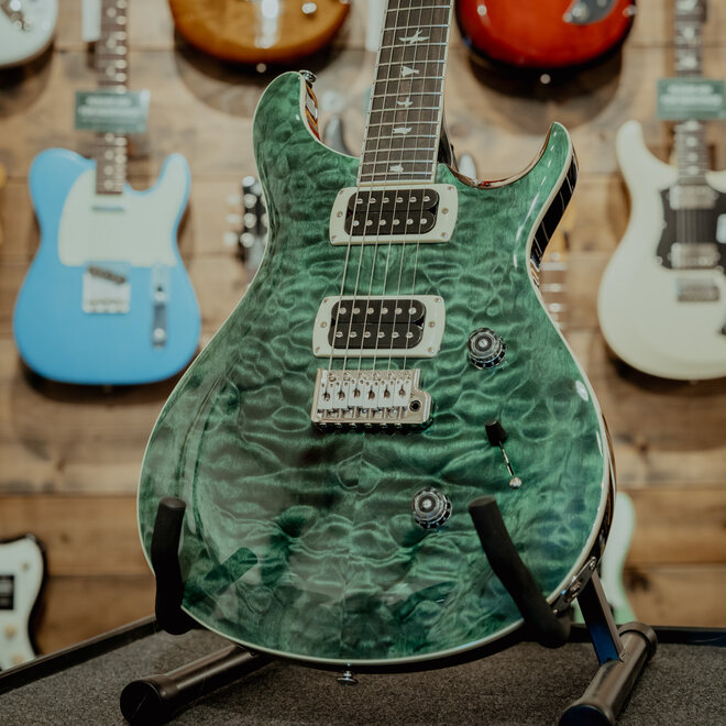 PRS SE Custom 24 Quilt Electric Guitar, Teal Black, Gigbag