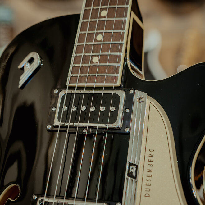 Duesenberg Starplayer TV Semi-Hollowbody Electric Guitar, Black, w/Case