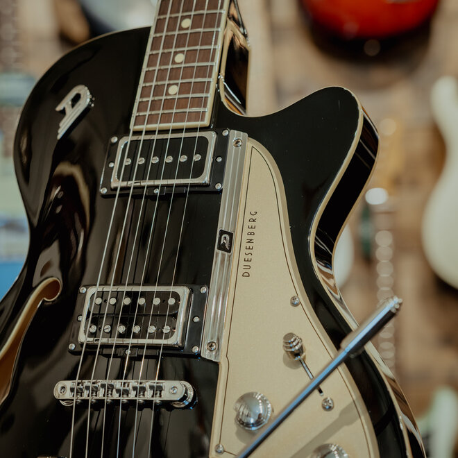 Duesenberg Starplayer TV Semi-Hollowbody Electric Guitar, Black, w/Case