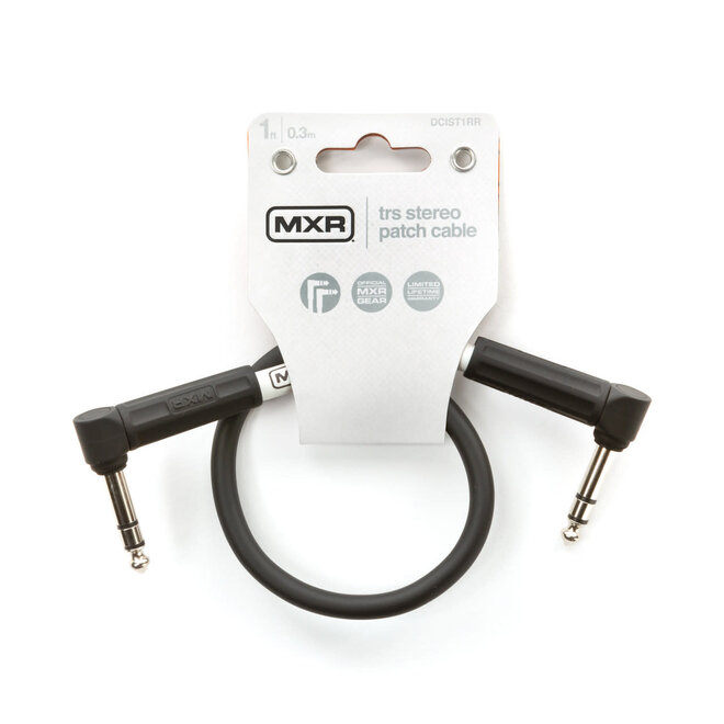 MXR 1/4" TRS Stereo Patch Cable, Right-Angle, 1'