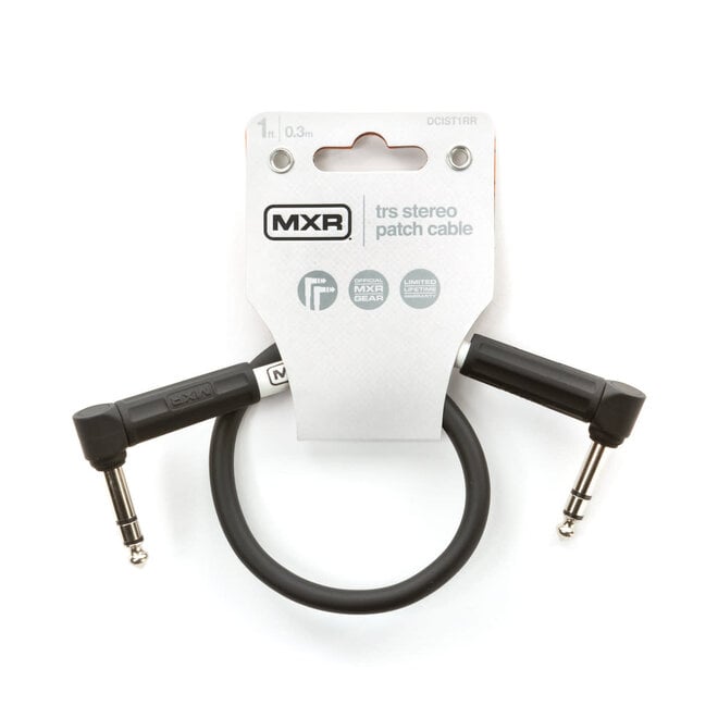 MXR 1/4" TRS Stereo Patch Cable, Right-Angle, 1'
