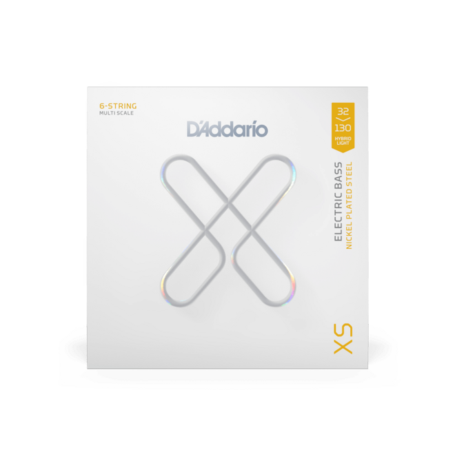 D'Addario XS Nickel Coated Bass Guitar Strings, 6-String, 32-130 Hybrid Light, Multi-Scale