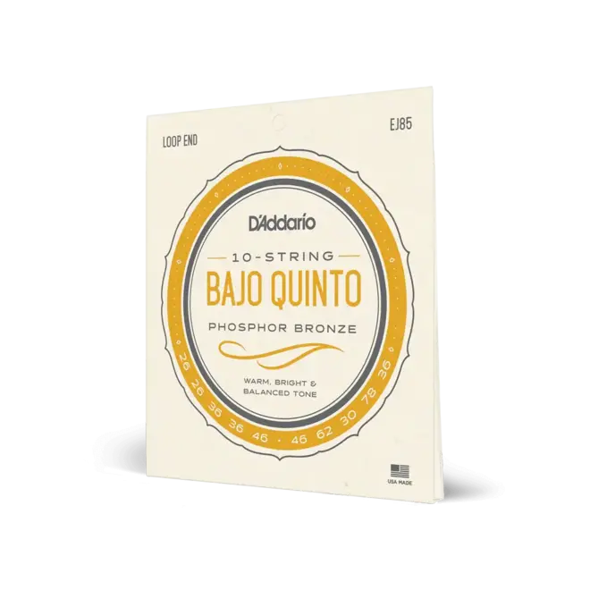 D'Addario EJ85 Phosphor Bronze Bajo Quinto Strings, 10-String Set