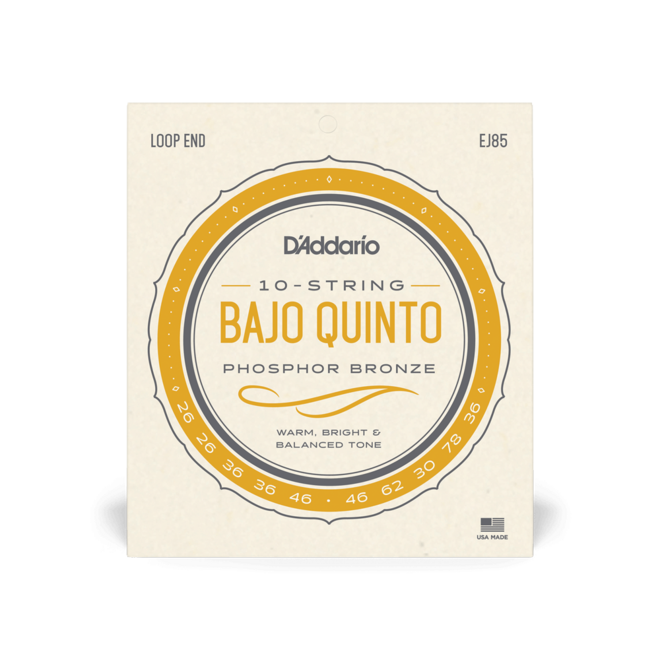 D'Addario EJ85 Phosphor Bronze Bajo Quinto Strings, 10-String Set