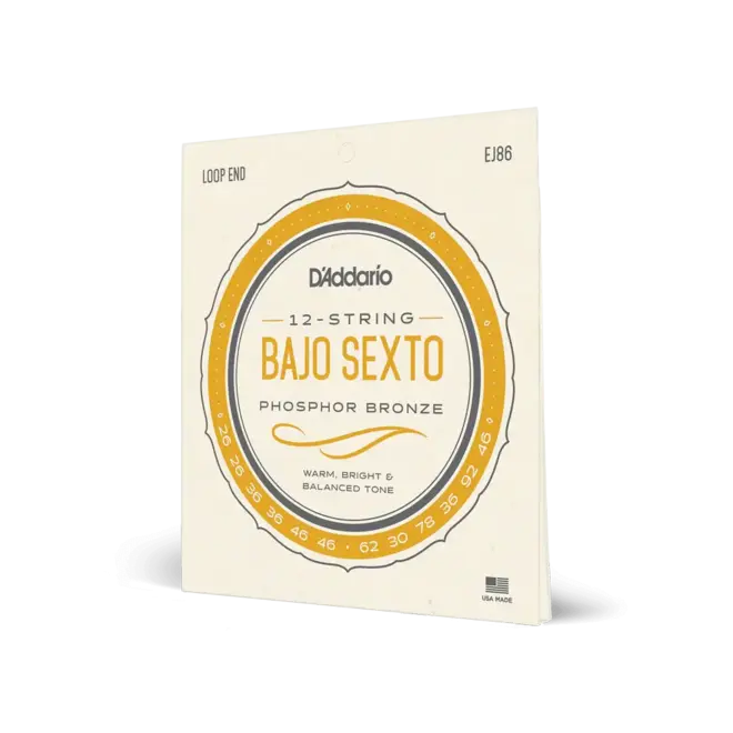 D'Addario EJ86 Phosphor Bronze Bajo Sexto Strings, 12-String Set